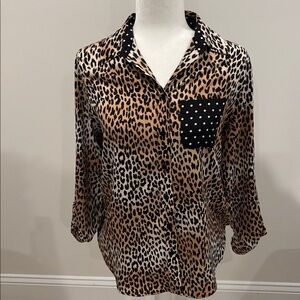 Chico's Tan and Black Leopard Print Top